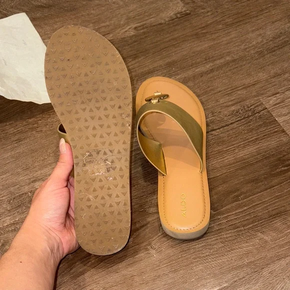 Aldo Metallic Gold Slide Sandals - Picture 6 of 9